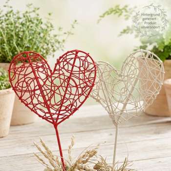 2er Set Schöne Gartenstecker Herzen ca. 55 cm - Gartendekoration
